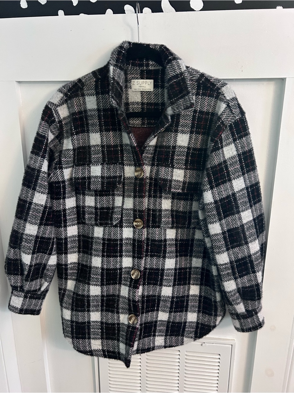 Z Supply Plaid Tucker Jacket X small oversized